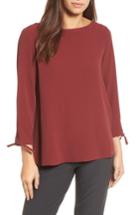 Women's Eileen Fisher Silk Tie Sleeve Blouse, Size - Burgundy