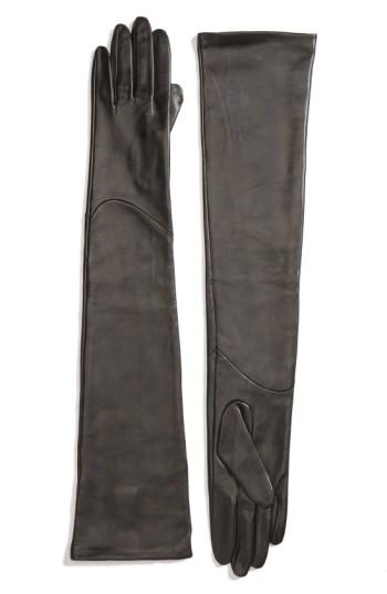 Women's Fownes Brothers Long Leather Gloves - Black