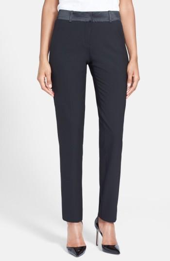 Women's After Six Stretch Wool Tuxedo Pants - Black