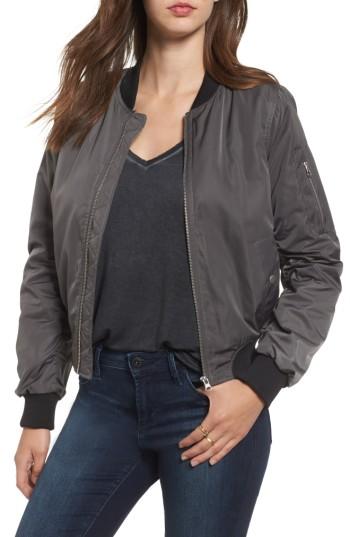 Women's Bb Dakota Graham Satin Bomber Jacket - Grey