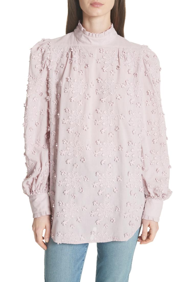 Women's See By Chloe Embroidered Floral Blouse Us / 42 Fr - Purple