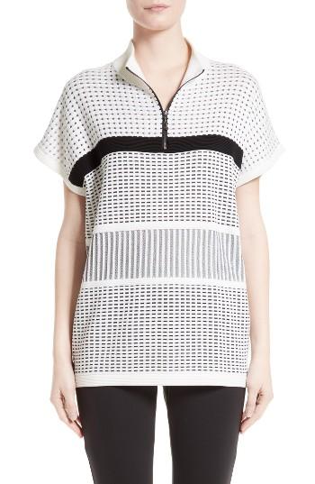 Women's St. John Collection Two-tone Illusion Grid Knit Sweater