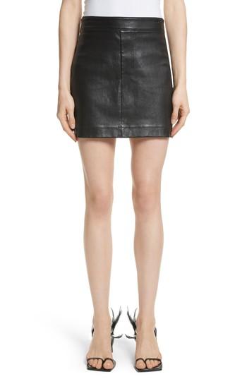 Women's Helmut Lang Stretch Leather Miniskirt - Black