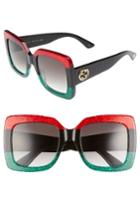 Women's Gucci 55mm Square Sunglasses - Red Black Green/ Grey