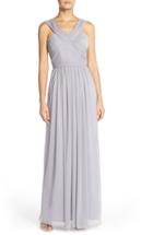 Women's Alfred Sung Shirred Chiffon V-neck Gown