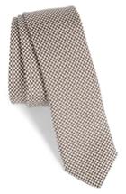 Men's Eleventy Houndstooth Silk Skinny Tie, Size - Brown