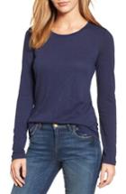 Women's Caslon Long Sleeve Crewneck Tee, Size - Blue