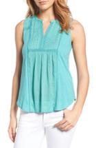 Women's Lucky Brand Lace Trim Tank - Blue/green
