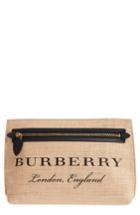 Burberry Logo Print Jute Clutch - Black