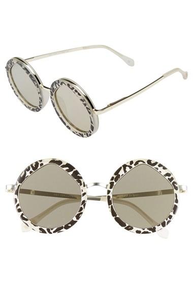 Women's Le Specs Hey Yeh 50mm Round Sunglasses - Leopard/ Gold