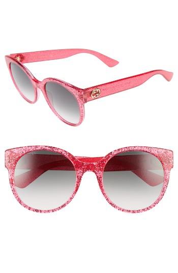 Women's Gucci 54mm Glitter Sunglasses - Fuschia Glitter/ Green