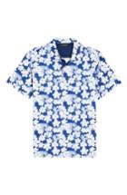 Men's Bugatchi Classic Fit Floral Blueprint Polo, Size - Blue
