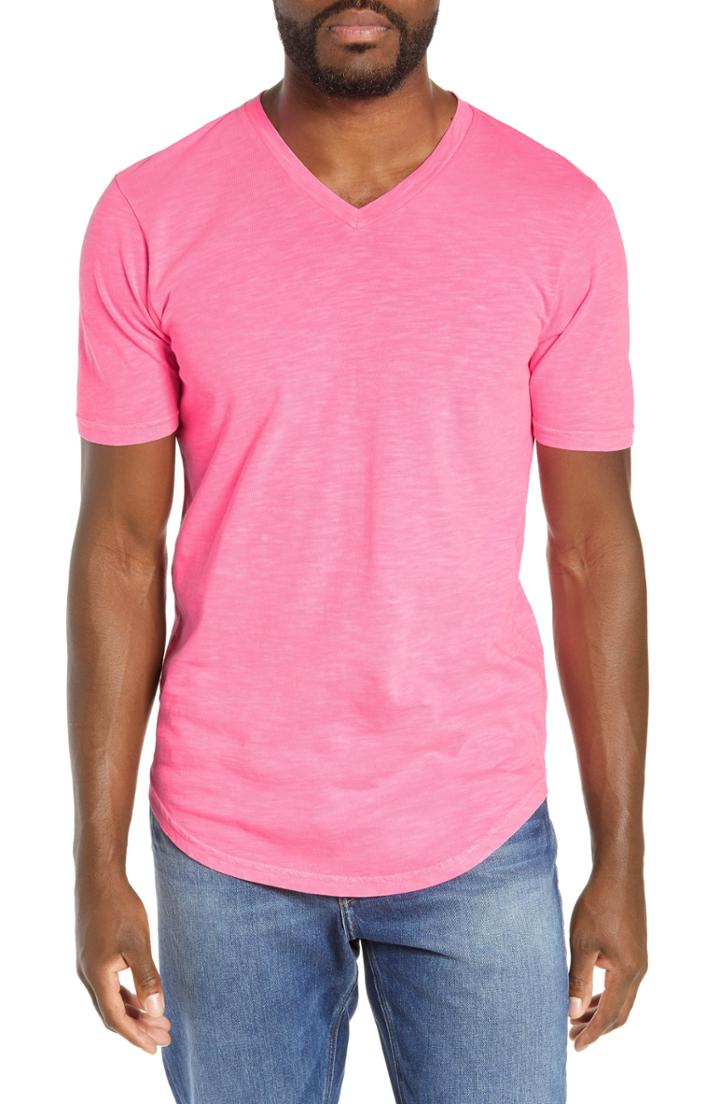 Men's Goodlife Scallop Slub V-neck T-shirt, Size - Pink
