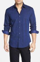Men's Bugatchi Shaped Fit Long Sleeve Sport Shirt - Blue