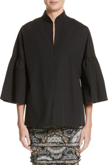 Women's Fuzzi Bell Sleeve Poplin Top Us / 38 It - Black
