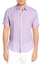 Men's Zachary Prell Kaplan Slim Fit Linen Sport Shirt, Size - Purple