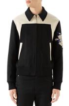 Men's Gucci Wool Bomber With Cat Applique Eu - Black