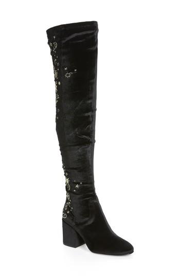 Women's Ash Eros Embroidered Velvet Over The Knee Boot