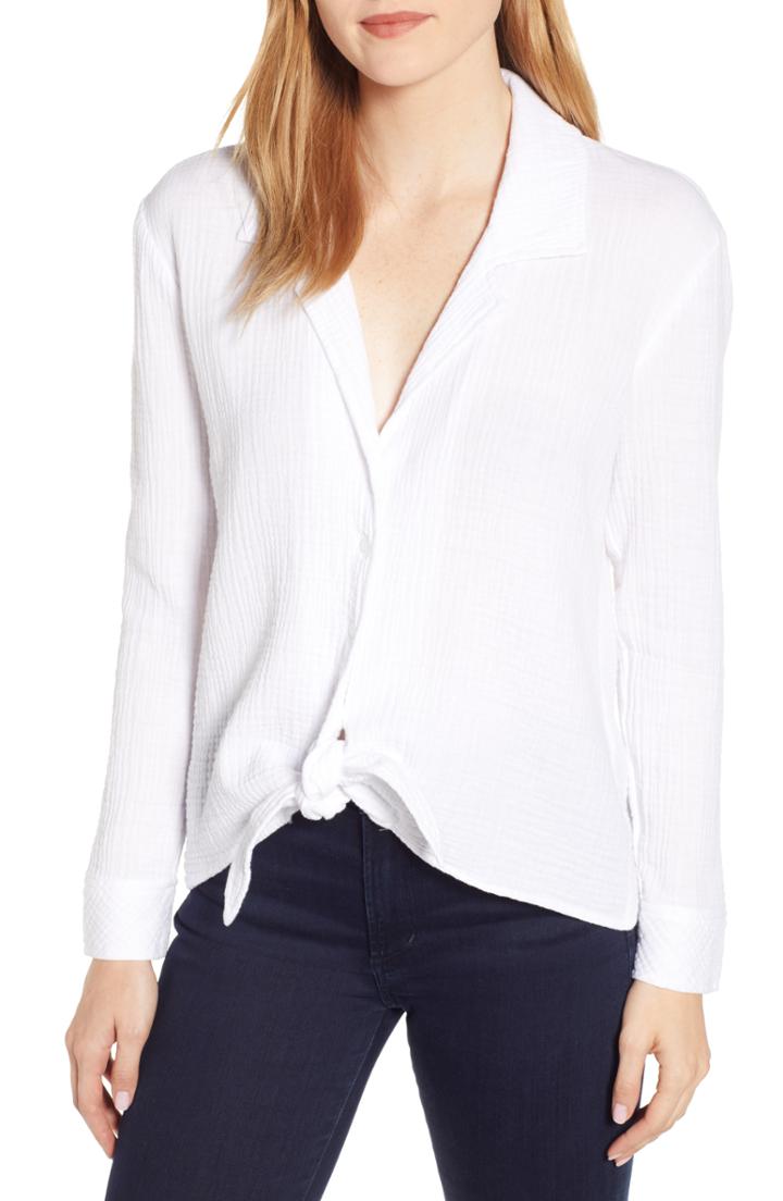 Women's 1.state Button-up Tie Front Top