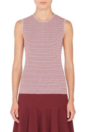 Women's Akris Punto Houndstooth Sleeveless Sweater - Burgundy