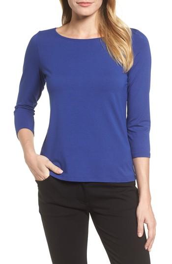 Women's Eileen Fisher Ballet Neck Tee, Size - Blue