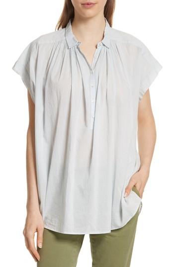 Women's Nili Lotan Normandy Gathered Yoke Blouse - Blue