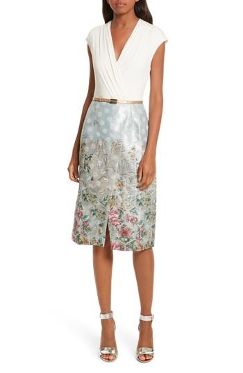 Women's Ted Baker London Patchwork Faux Wrap Midi Dress