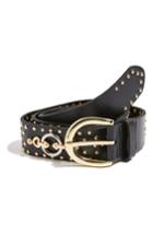 Women's Topshop Ellena Circle & Stud Embellished Leather Belt /small - Black