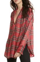 Women's Free People Fearless Love Bell Sleeve Shirt, Size - Red