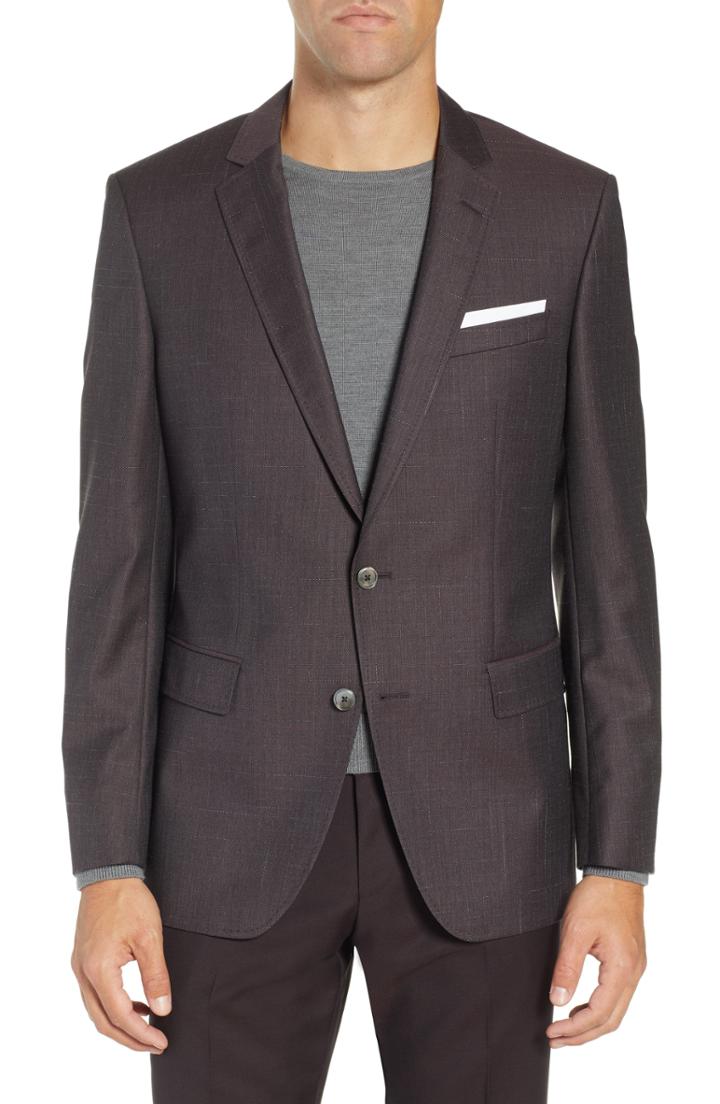 Men's Boss Hutsons Trim Fit Wool Blazer R - Purple