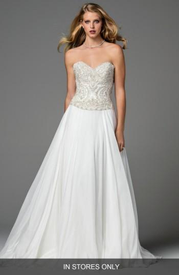 Women's Watters Mayne Corset Organza Gown, Size In Store Only - White