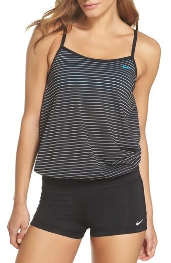 Women's Nike Layered Sport Tankini Top - Black