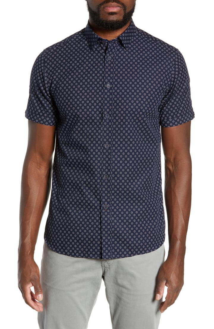 Men's Ted Baker London Finew Geo Print Slim Fit Sport Shirt (s) - Blue