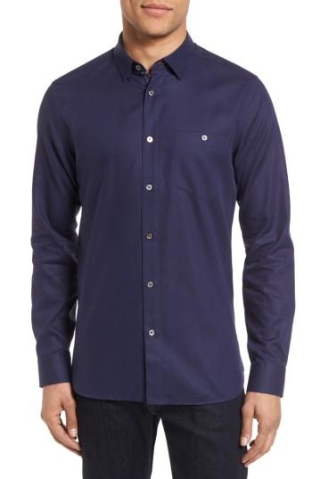 Men's Ted Baker London Nordlux Modern Slim Fit Stretch Cotton Sport Shirt (l) - Blue