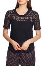 Women's 1.state Puff Sleeve Lace Overlay Top - White