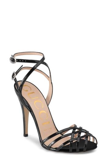 Women's Gucci Draconia Ankle Strap Sandal Us / 35eu - Black