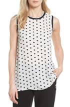 Women's Vince Camuto Knit Trim Dot Print Blouse - White