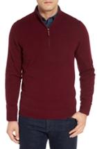 Men's Nordstrom Men's Shop Regular Fit Cashmere Quarter Zip Pullover, Size - Burgundy