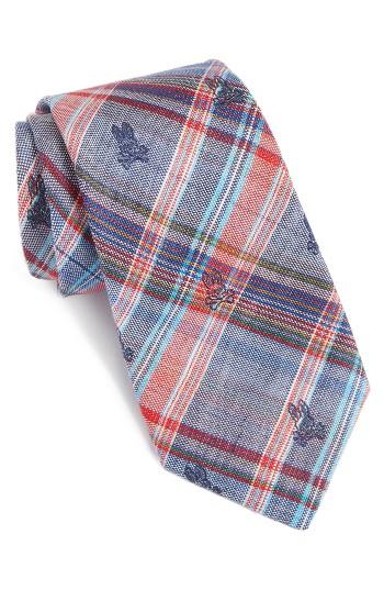 Men's Psycho Bunny Plaid Bunny Silk Tie