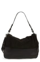 Topshop Premium Leather & Suede Hobo Bag - Black