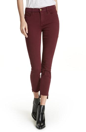 Women's Frame Le Skinny De Jeanne Raw Stagger Hem Jeans - Burgundy