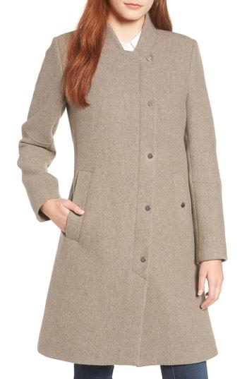 Women's Marc New York Single Breasted Melton Coat - Brown