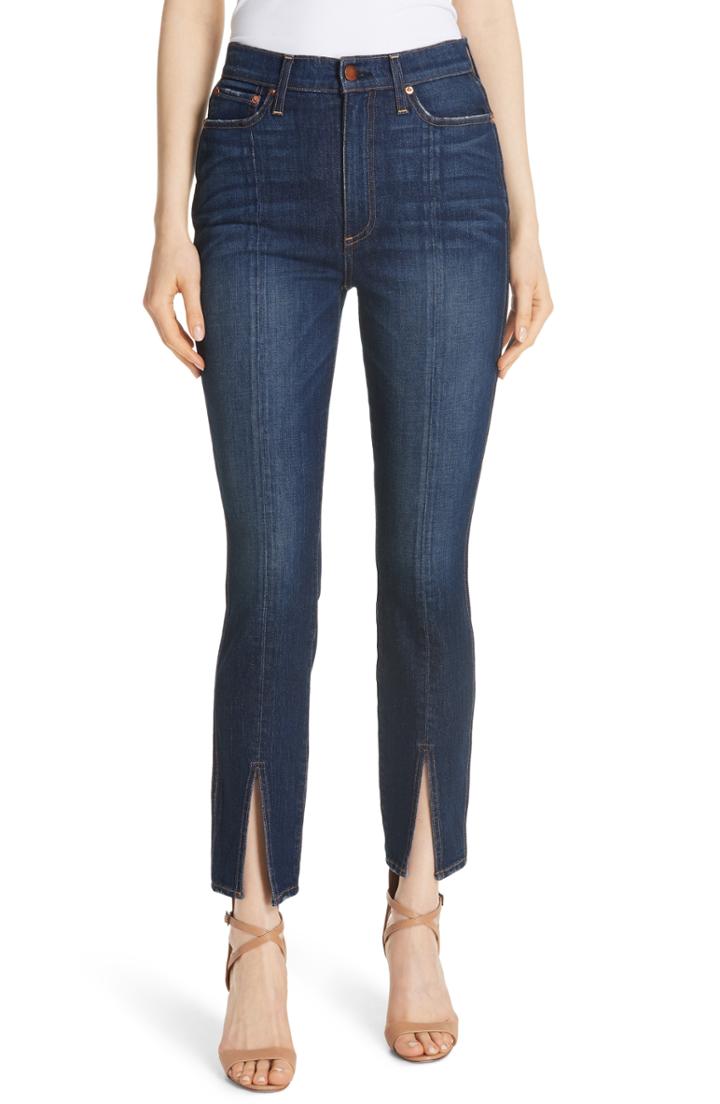 Women's Alice + Olivia Good High Waist Front Slit Skinny Jeans