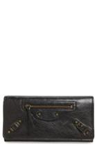 Women's Balenciaga Classic Money Leather Wallet - Black