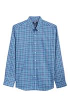 Men's Cutter & Buck Charlie Easy Care Plaid Sport Shirt, Size - Blue