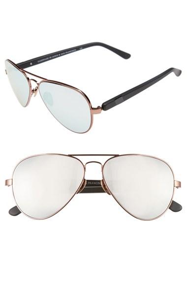 Women's Westward Leaning 'concorde' 58mm Aviator Sunglasses - Black Shiny/ Rose Gold Wire