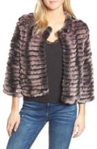 Women's Belle Fare Genuine Rabbit Fur Crop Jacket - Pink