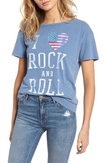 Women's Junk Food I Love Rock & Roll Tee - Blue