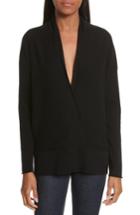 Women's Allude Merino Wool & Cashmere Surplice Sweater, Size - Black
