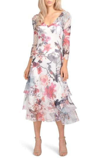 Women's Komarov Charmeuse & Chiffon Dress - Grey